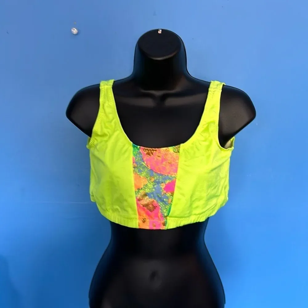 Bikini Top Neon Yellow Multi Color